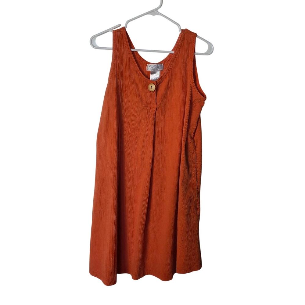 Vintage Collette Miss Elaine Orange Cotton Mini Shift Tunic Dress Size Large